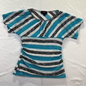 IZ Byers Girl - Short Sleeve Top - Teal, White, Black, Large (14-16)